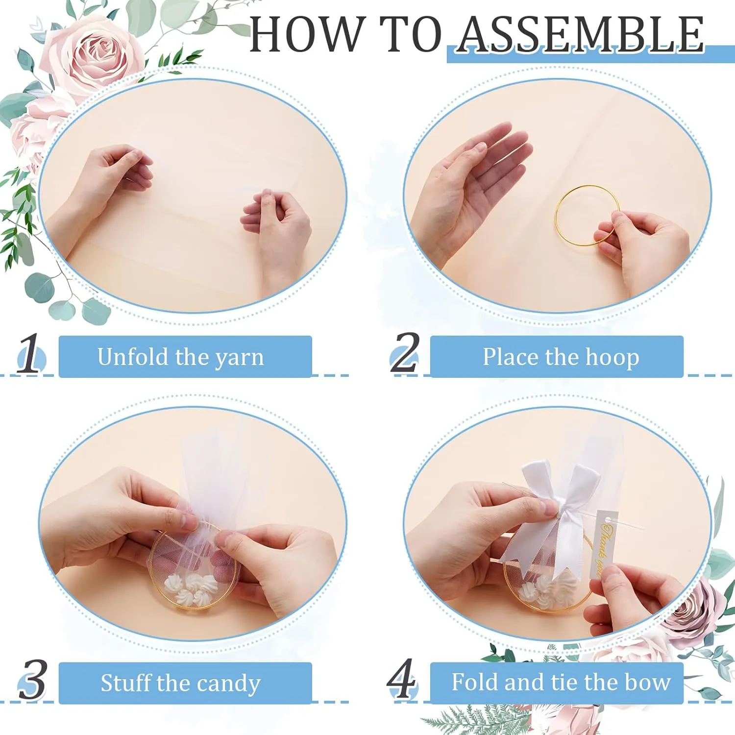 CPEGHDVM 50 Pcs 5.9 * 2.7in Wedding Favor Bags DIY Party Candy Favors Pouches Party Favors for Guests for Wedding Bridal Shower Baby Shower Birthday Party Decoration (White)