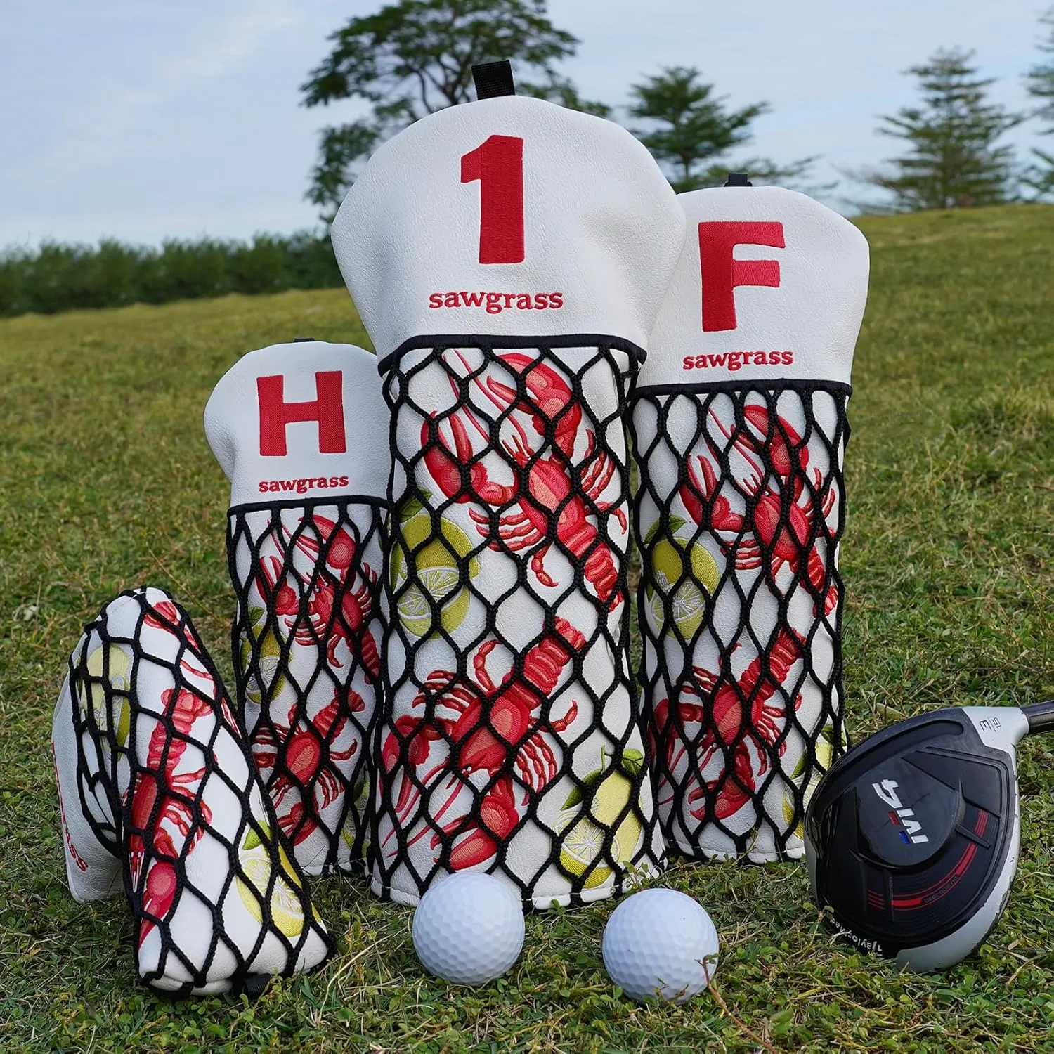 Craftsman Lobster Golf Club Head Covers Funny Golf Headcovers for Driver Fairway Utility/Hybrid Woods Headcovers Putter Headcover for Blade