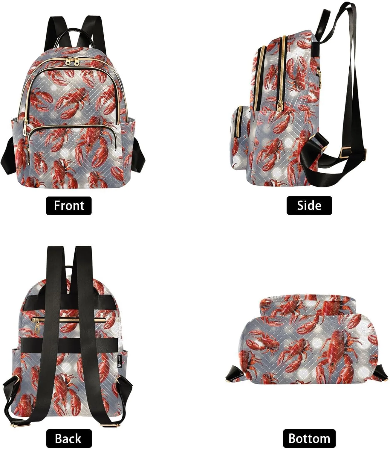 Crayfish Mini Backpack Women's Quilted Small Backpack Purse for Women College Fashion Travel Daypack Shoulder Bag