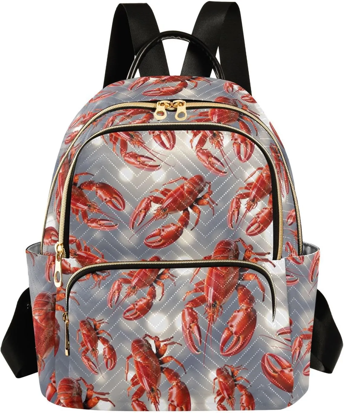 Crayfish Mini Backpack Women's Quilted Small Backpack Purse for Women College Fashion Travel Daypack Shoulder Bag