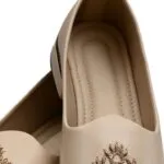 Cream Leather Zardozi Embroidery Ethnic Shoes