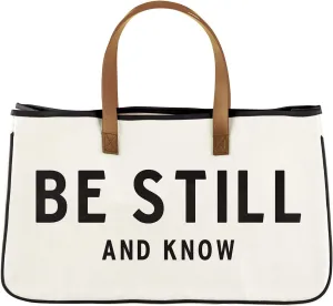 Creative Brands Faithworks-Inspirational Large Canvas and Leather Tote, 20 x 11-Inch, Be Still and Know