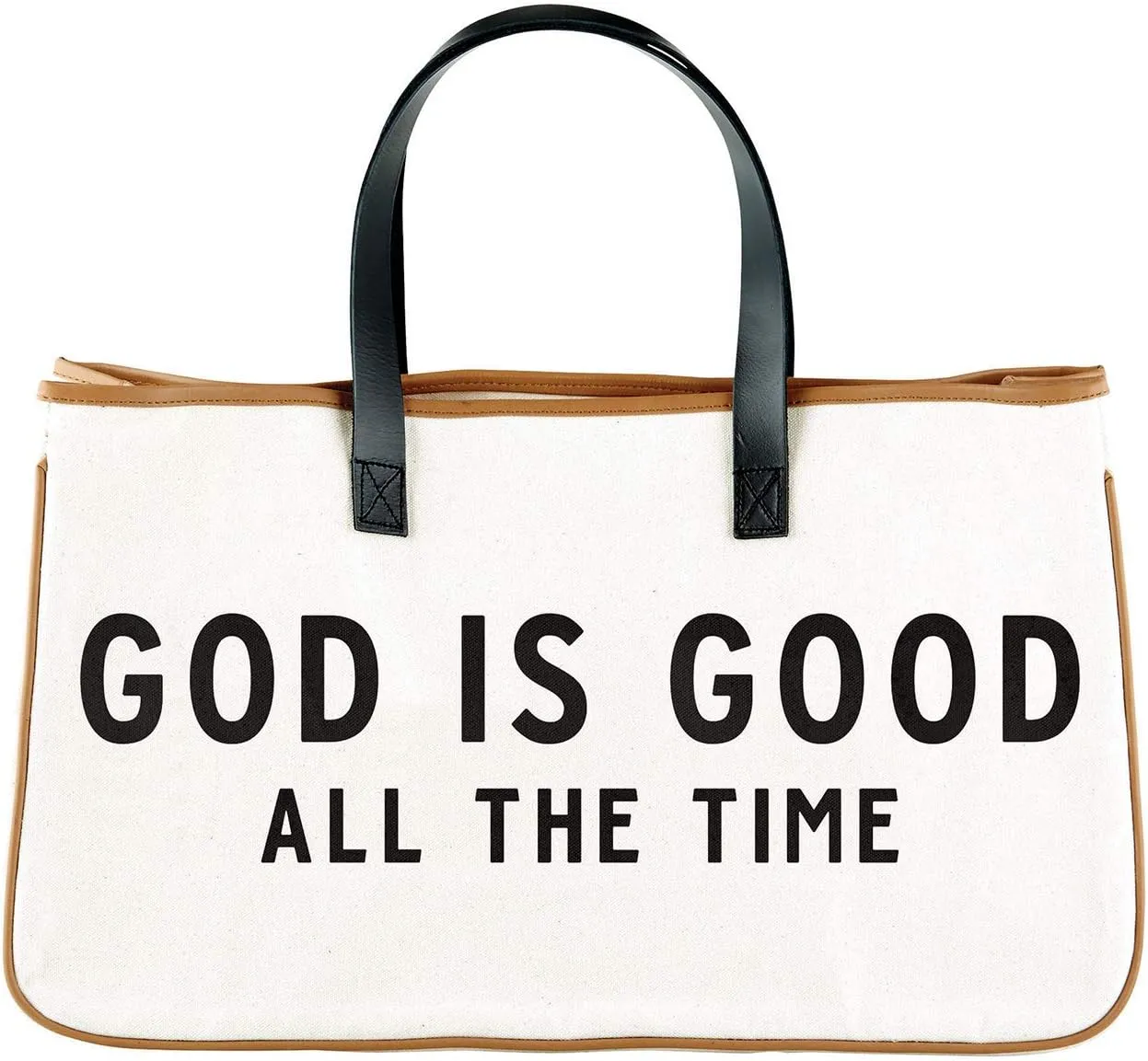 Creative Brands Faithworks-Inspirational Large Canvas and Leather Tote, 20 x 11-Inch, God is Good