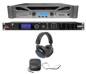 Crown XTi6002 Power Amplifier 2-Channel 3200 Watt DSP Bundle with DBX DriveRack PA2 Complete Sound Signal Processor Speaker & RockvilIe DJ1500 DJ Headphones w/Detachable Coil Cable (3 Items)