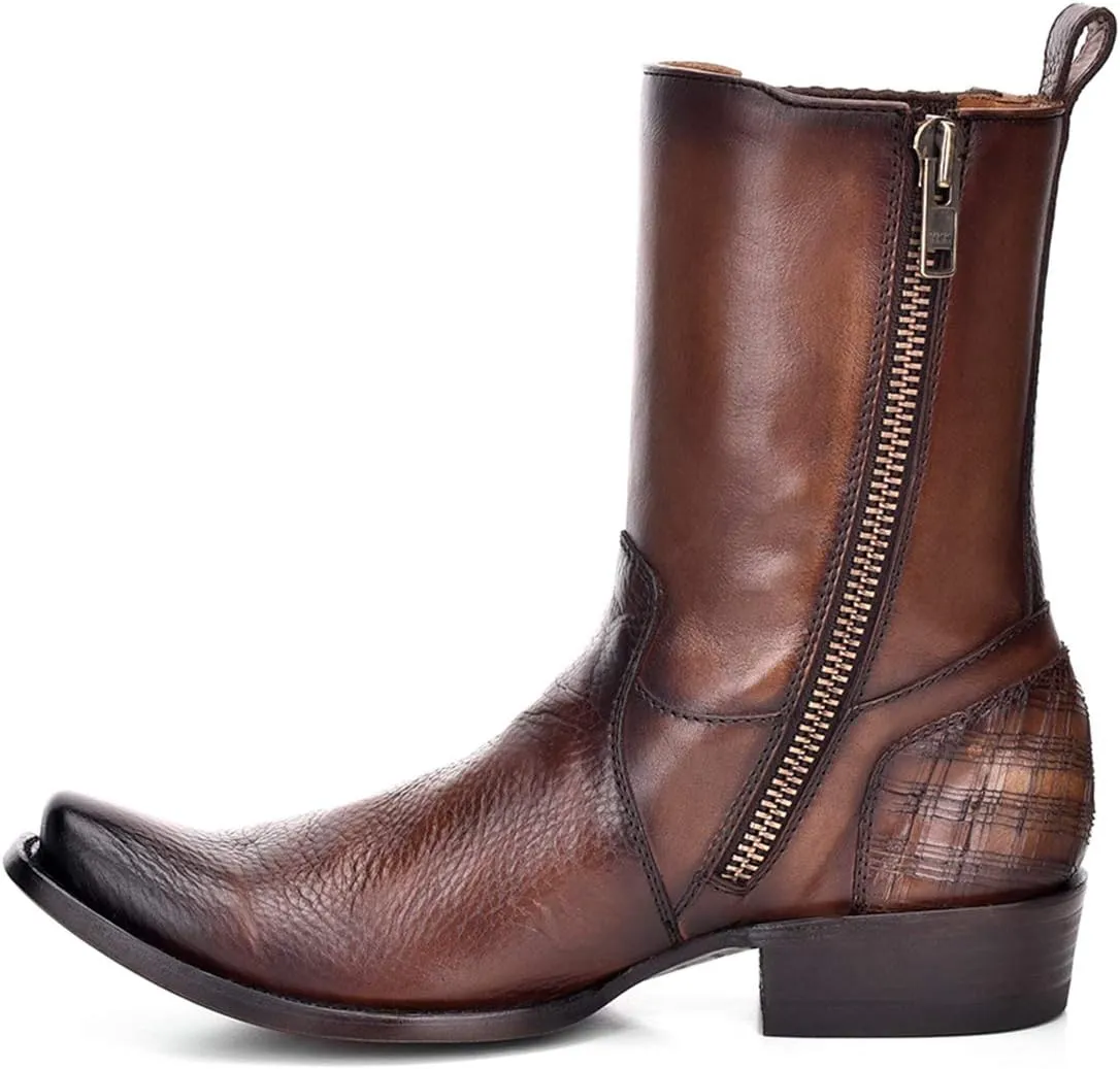 Cuadra Men's Boot in Genuine Leather with Zipper Brown