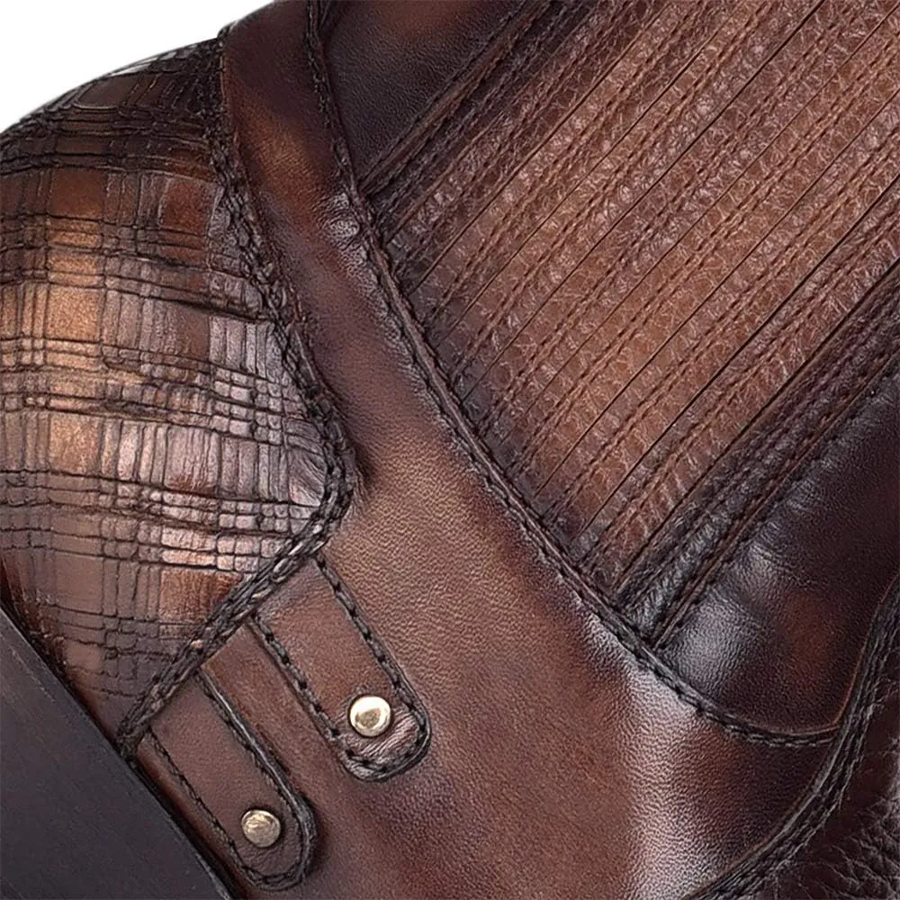 Cuadra Men's Boot in Genuine Leather with Zipper Brown