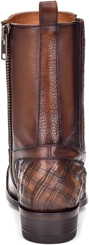 Cuadra Men's Boot in Genuine Leather with Zipper Brown