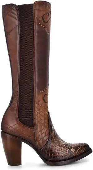 Cuadra Women's Boot in Genuine Python Leather and Bovine Leather, 3F66PH