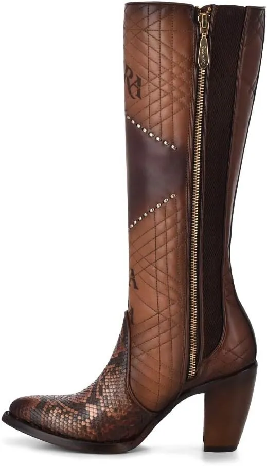Cuadra Women's Boot in Genuine Python Leather and Bovine Leather, 3F66PH