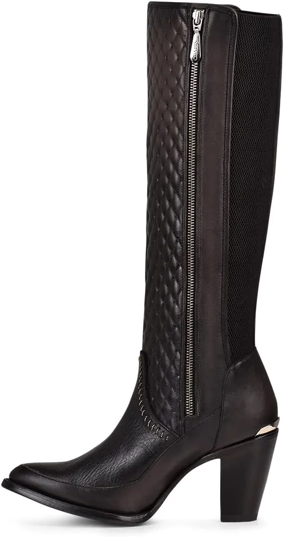 Cuadra Women's Tall Boot in Bovine Leather with Zipper Black