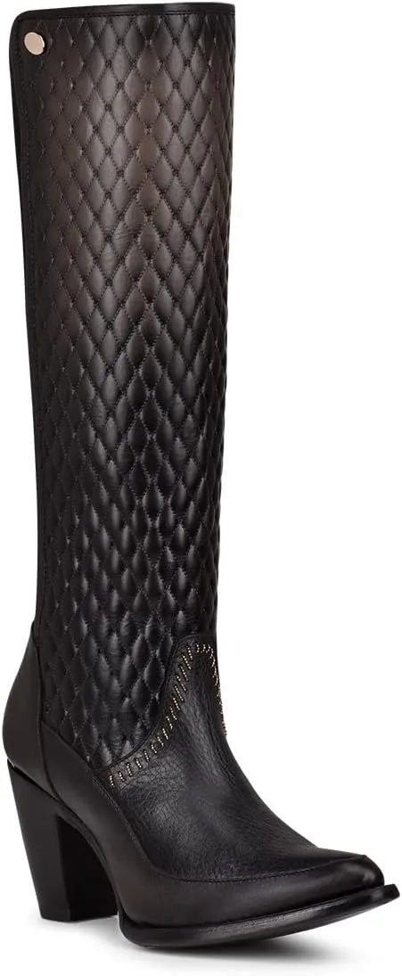 Cuadra Women's Tall Boot in Bovine Leather with Zipper Black