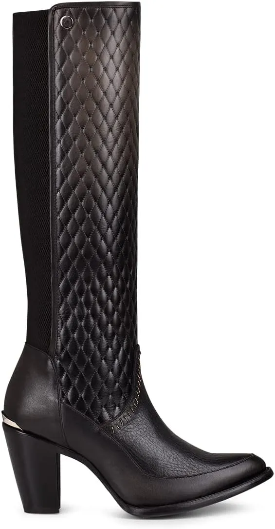 Cuadra Women's Tall Boot in Bovine Leather with Zipper Black