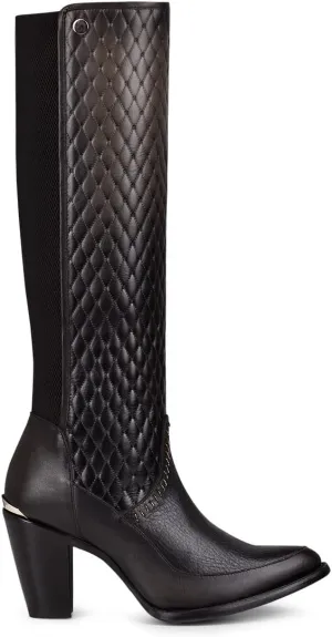 Cuadra Women's Tall Boot in Bovine Leather with Zipper Black