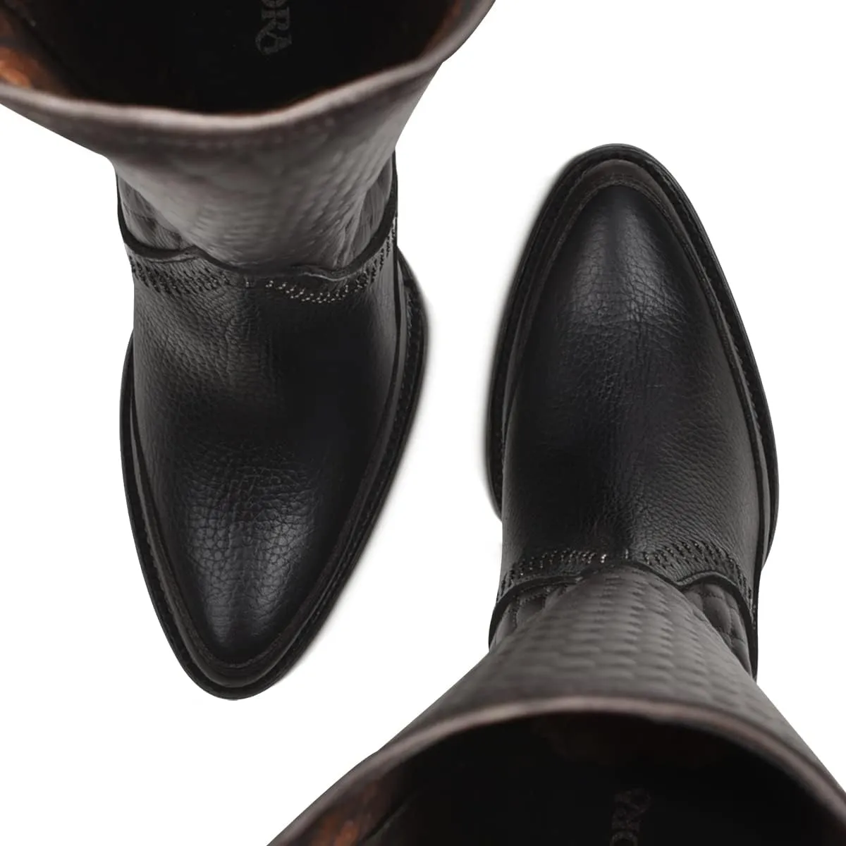 Cuadra Women's Tall Boot in Bovine Leather with Zipper Black