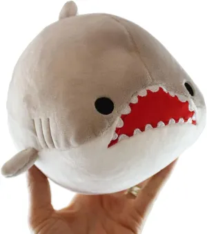 Curious Minds Busy Bags Chubby Plush Shark Great White Jaws Stuffed Animal Toy - Soft Squishy Roll Beanbag Animal Plushie Stuffie