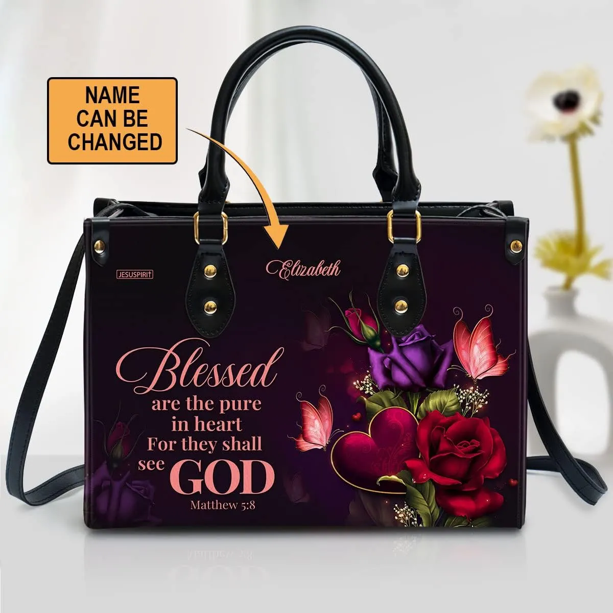 Custom Name Leather Handbags For Women - Christmas Gifts For Women - Christian Gifts
