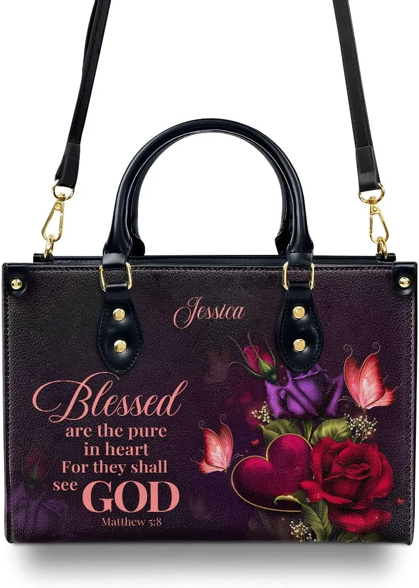 Custom Name Leather Handbags For Women - Christmas Gifts For Women - Christian Gifts