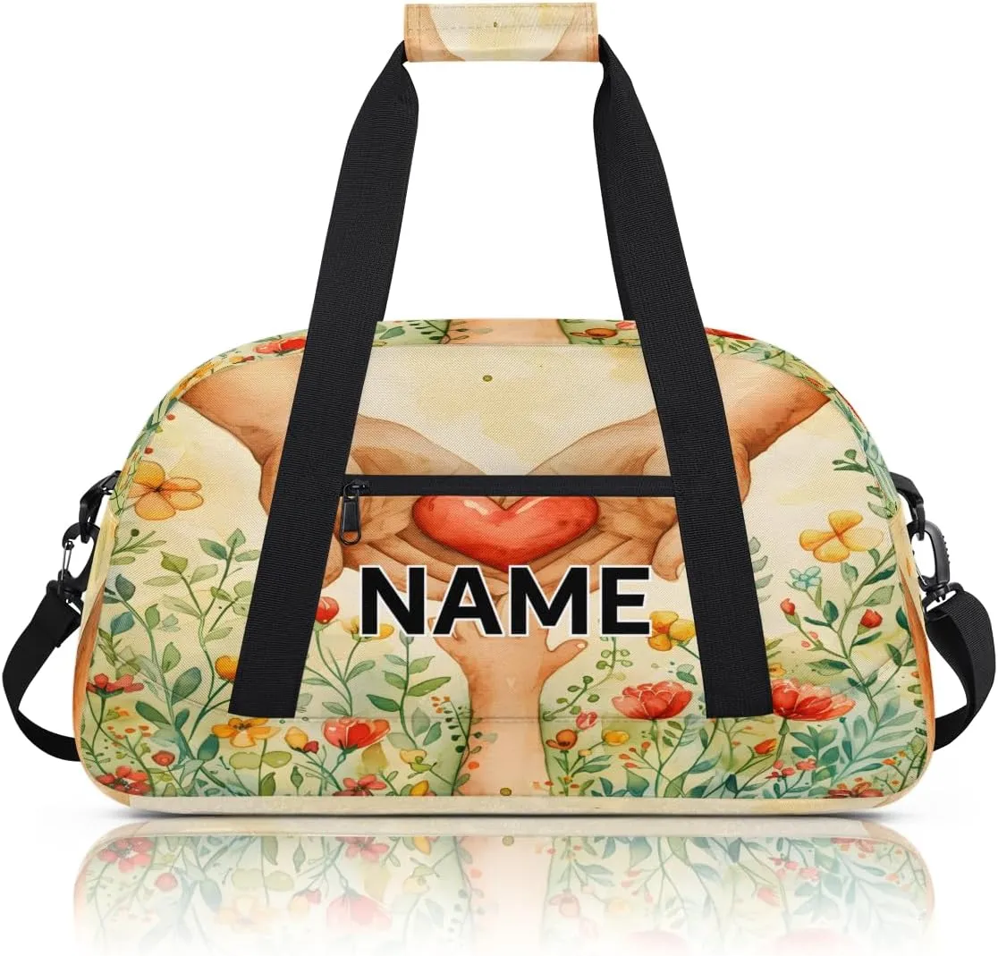 Custom Thanksgiving Small Gym Bag 18 inch for Women Men Personalized Father's Day Mother's Day Carry On Overnight Weekender Bag for Travel Work Dance Sport