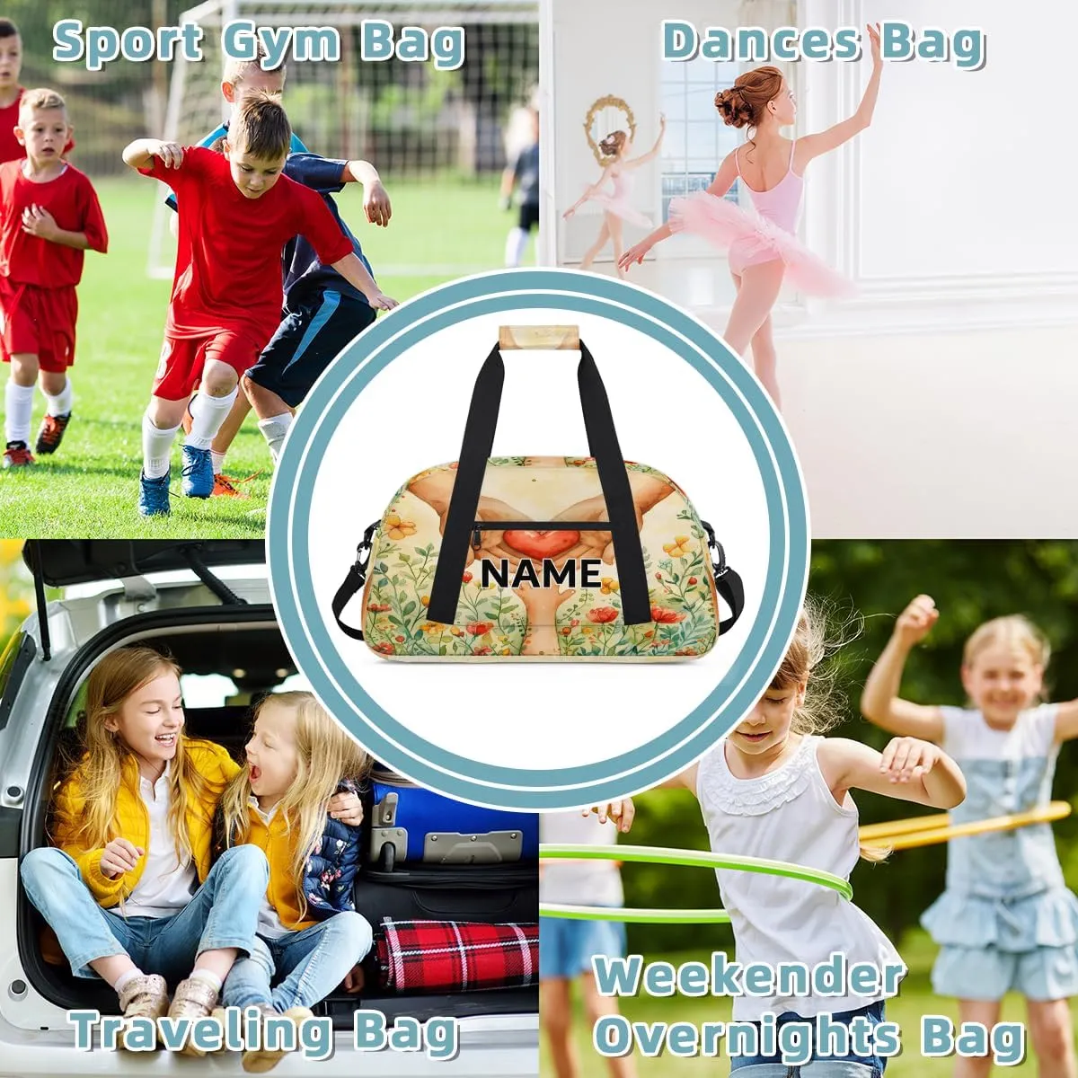 Custom Thanksgiving Small Gym Bag 18 inch for Women Men Personalized Father's Day Mother's Day Carry On Overnight Weekender Bag for Travel Work Dance Sport