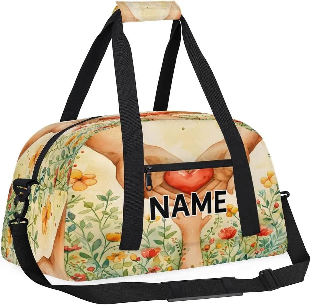 Custom Thanksgiving Small Gym Bag 18 inch for Women Men Personalized Father's Day Mother's Day Carry On Overnight Weekender Bag for Travel Work Dance Sport