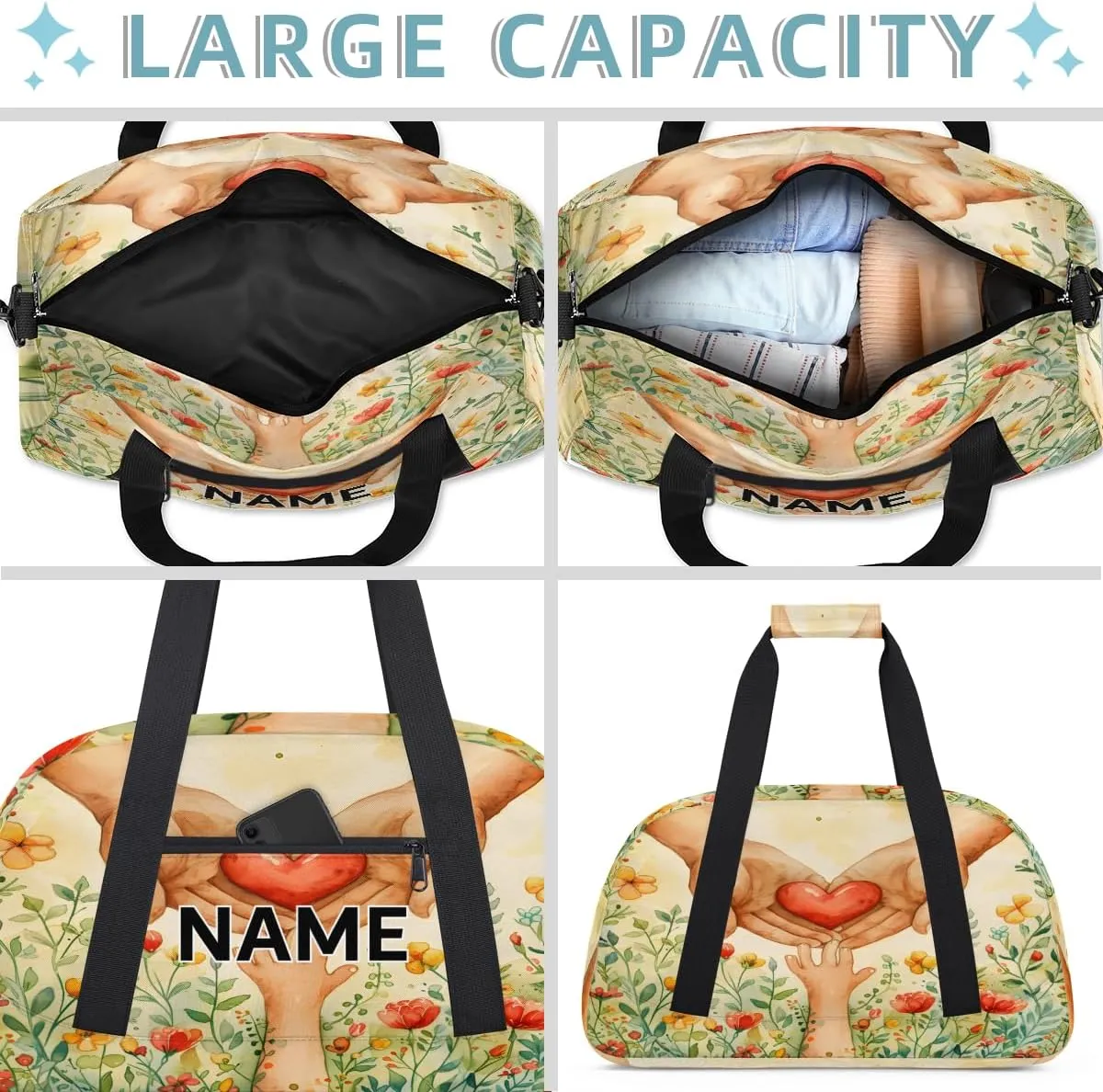 Custom Thanksgiving Small Gym Bag 18 inch for Women Men Personalized Father's Day Mother's Day Carry On Overnight Weekender Bag for Travel Work Dance Sport