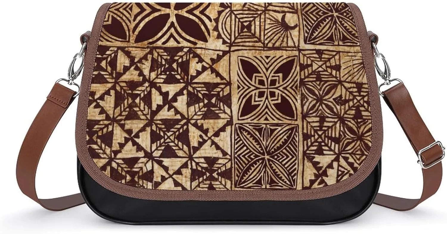 Customized Women'S Bag Design Pattern Polynesian Retro Tribal Art Crossbody Bag Leather Women'S Bag 2025