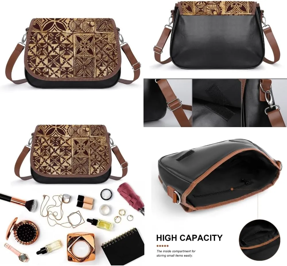 Customized Women'S Bag Design Pattern Polynesian Retro Tribal Art Crossbody Bag Leather Women'S Bag 2025