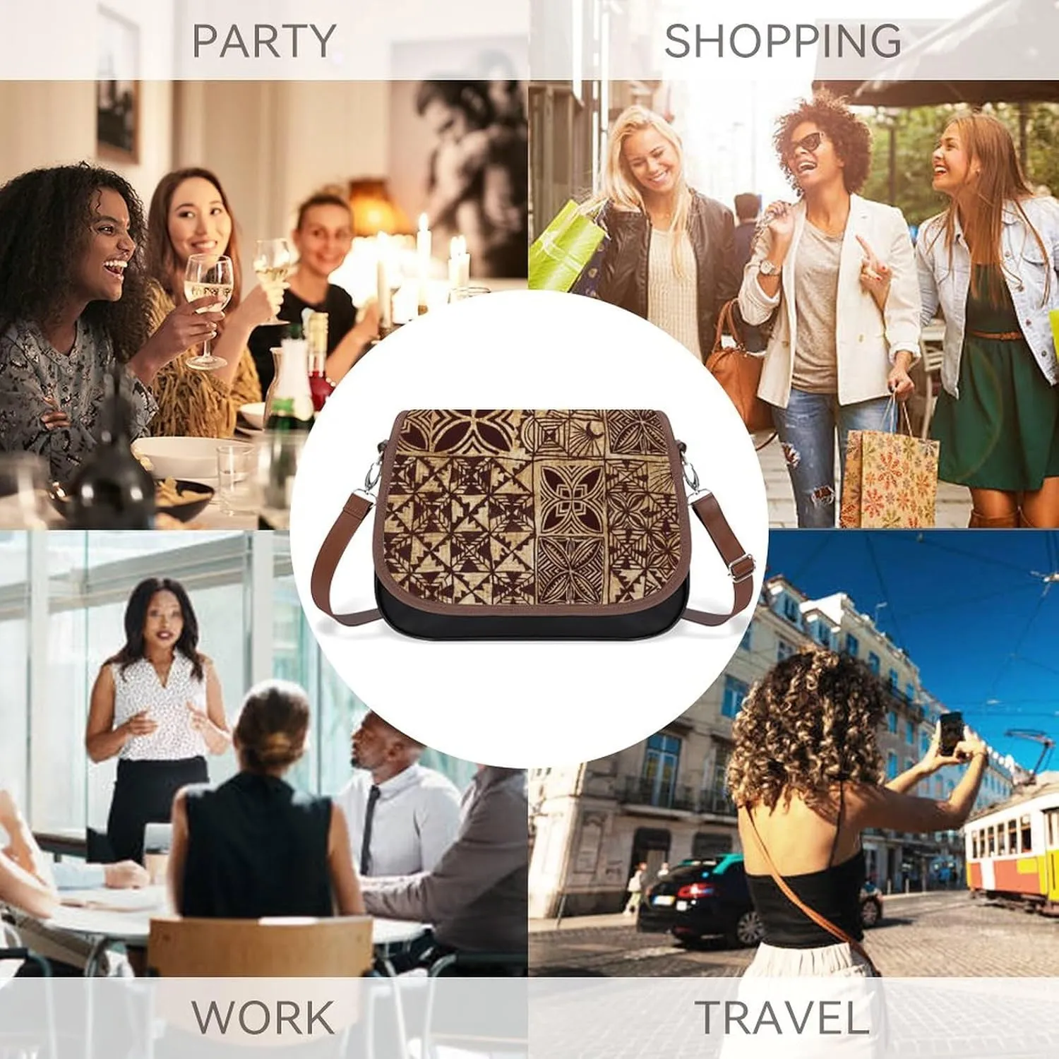 Customized Women'S Bag Design Pattern Polynesian Retro Tribal Art Crossbody Bag Leather Women'S Bag 2025
