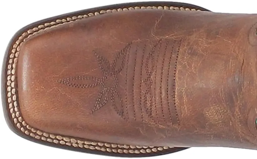 Dan Post Boots Womens Babs Leather Embroidery Square Toe Casual Boots Mid Calf Low Heel 1-2" - Brown, Green
