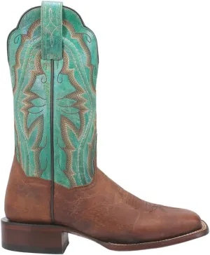 Dan Post Boots Womens Babs Leather Embroidery Square Toe Casual Boots Mid Calf Low Heel 1-2" - Brown, Green