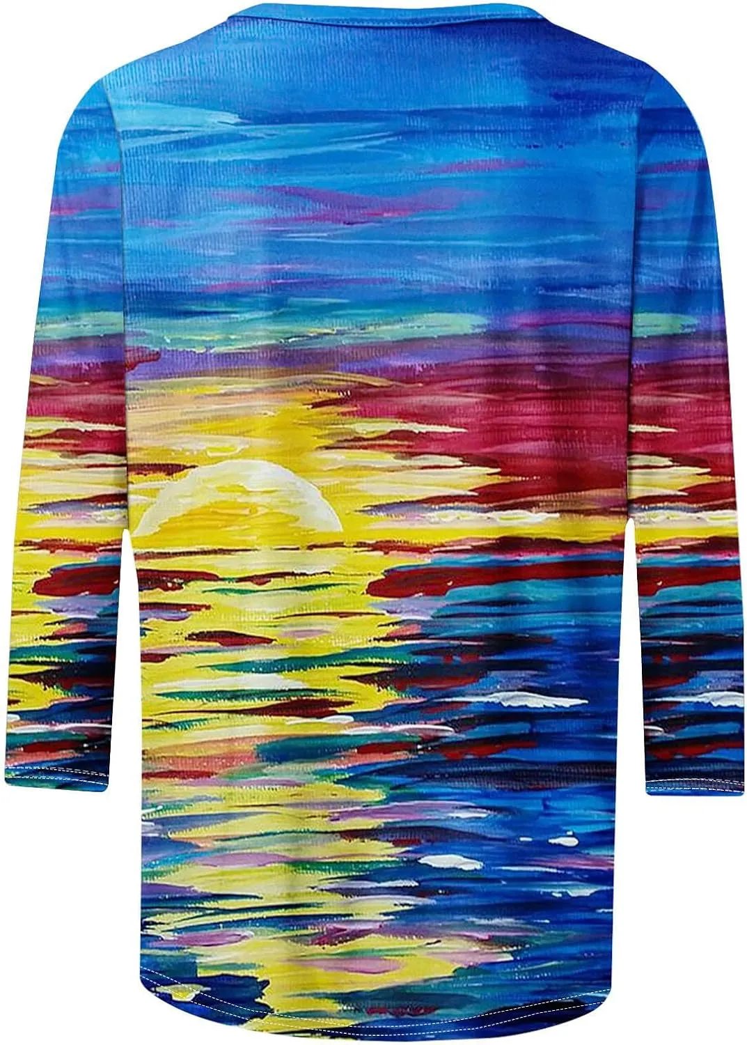 DASAYO Womens Fashion 2024 3/4 Sleeve Shirts Crewneck Casual Plus Size Tops for Women Trendy Tie Die Print Going Out Tops