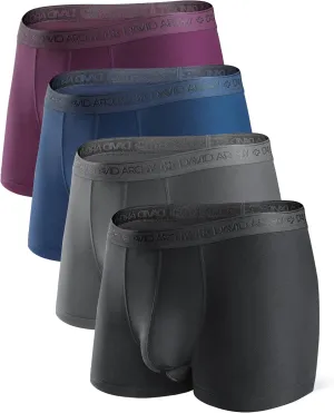 DAVID ARCHY Men's Soft Underwear Micro Modal Dual Pouch Trunks Ball Pouch Bulge Enhancing Boxer Briefs for Men 3 or 4 Pack