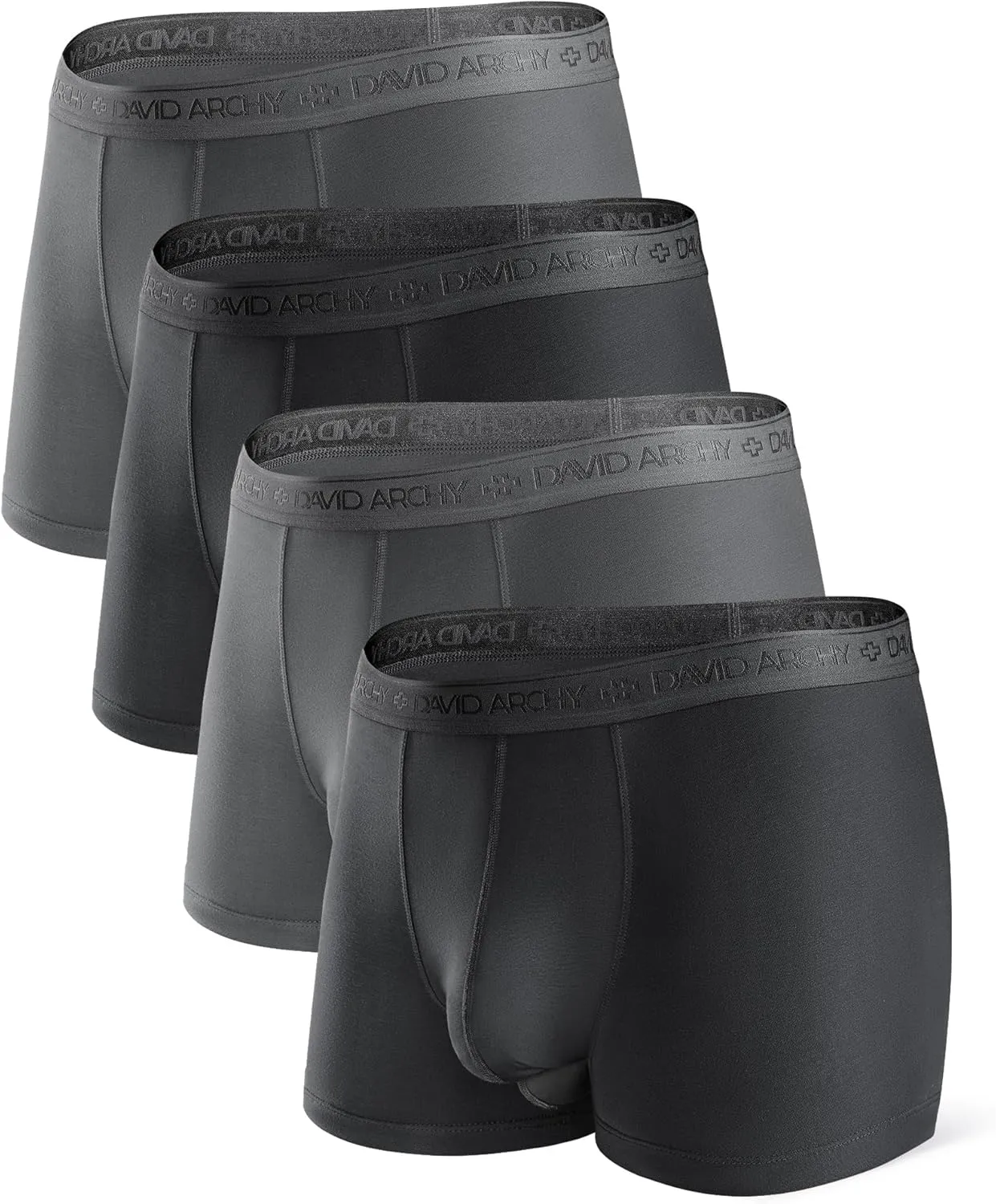 DAVID ARCHY Men's Soft Underwear Micro Modal Dual Pouch Trunks Ball Pouch Bulge Enhancing Boxer Briefs for Men 3 or 4 Pack