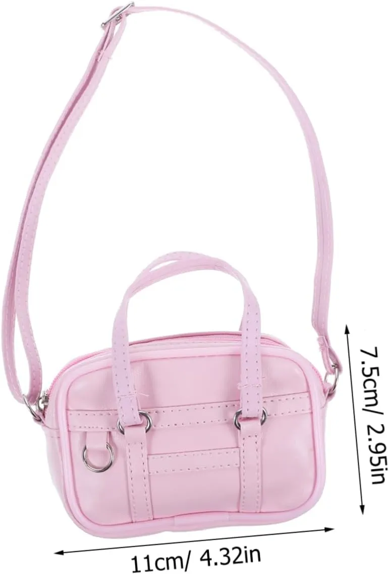 DECHOUS Miniature Doll Handbag Pink Purse for 18-inch Dolls Light Pink Bag Versatile Use As Shoulder Bag Crossbody or Handbag for Girls
