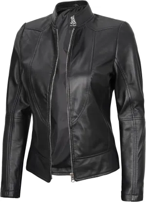 Decrum Womens Leather Jacket - Real Lambskin Stylish Leather Jackets For Women