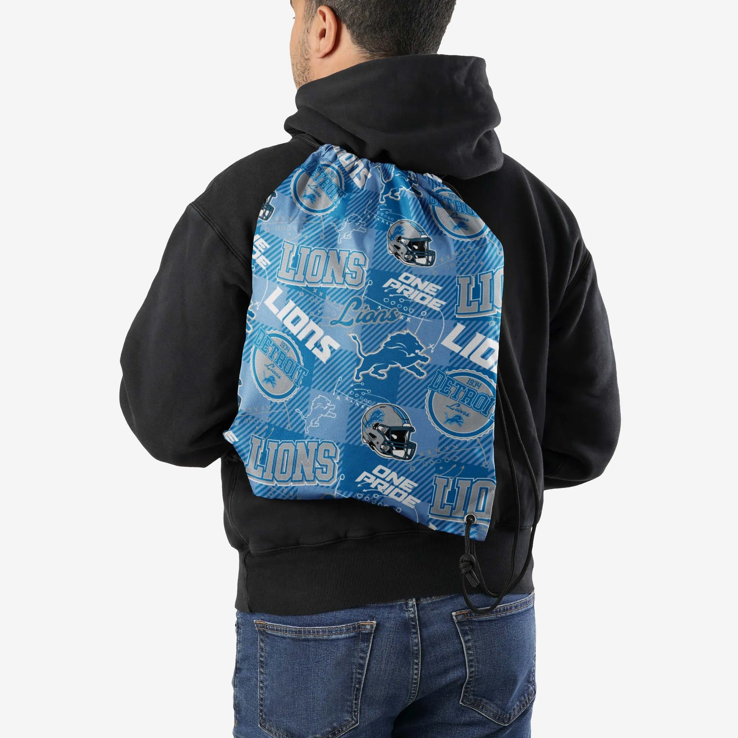 Detroit Lions Thematic Repeat Print Drawstring Backpack
