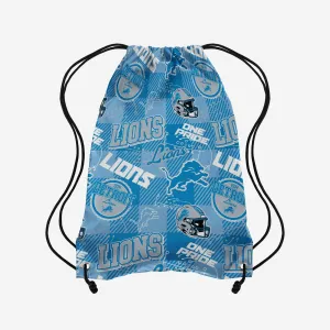 Detroit Lions Thematic Repeat Print Drawstring Backpack