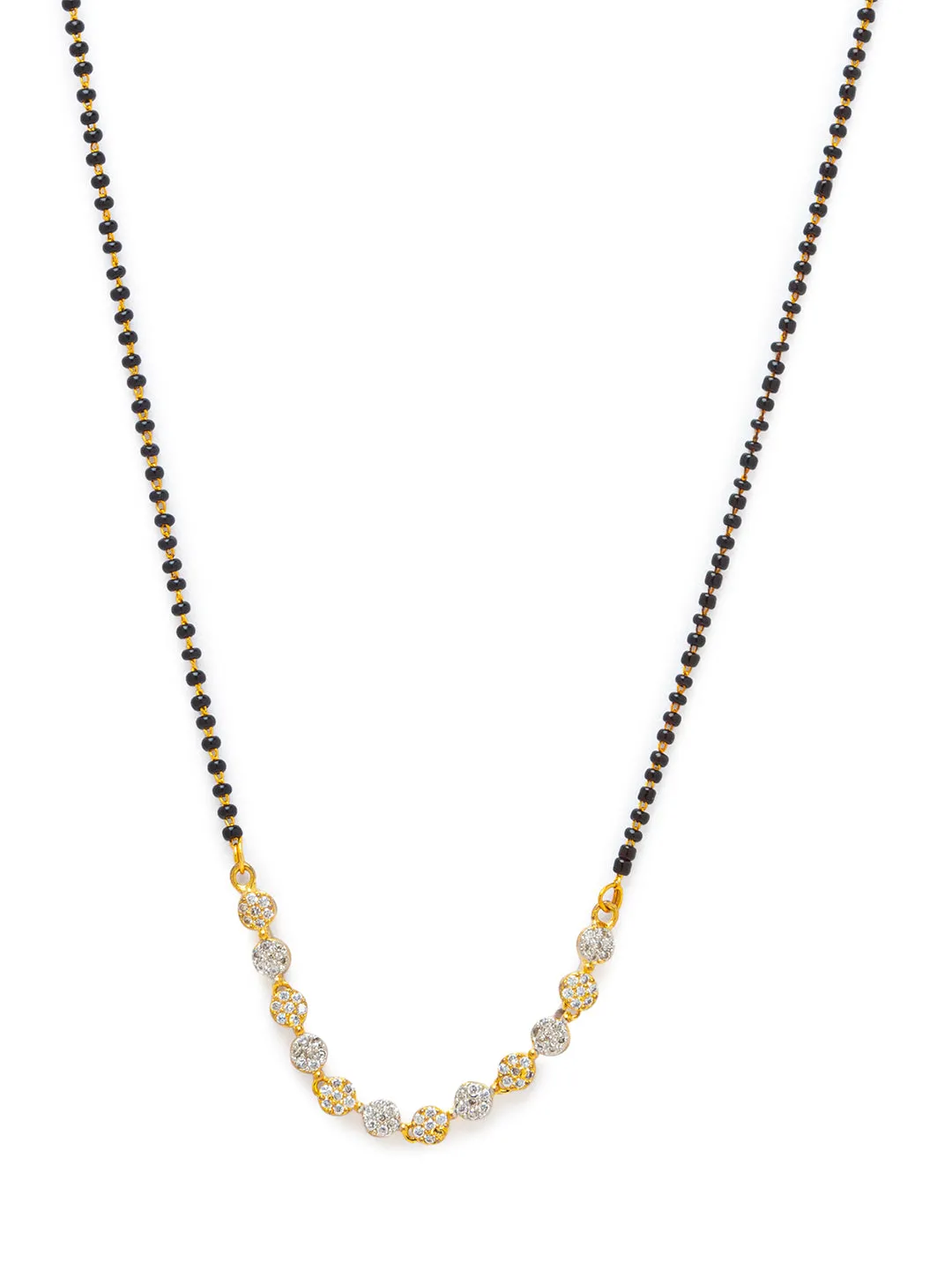 Digital Dress Room Diamond Gold Plated Short Mangalsutra मंगलसूत्र Latest Design/Cz Solitaire/Black Beads Chain New Mangalsutra Designs For Women (20 Inches)