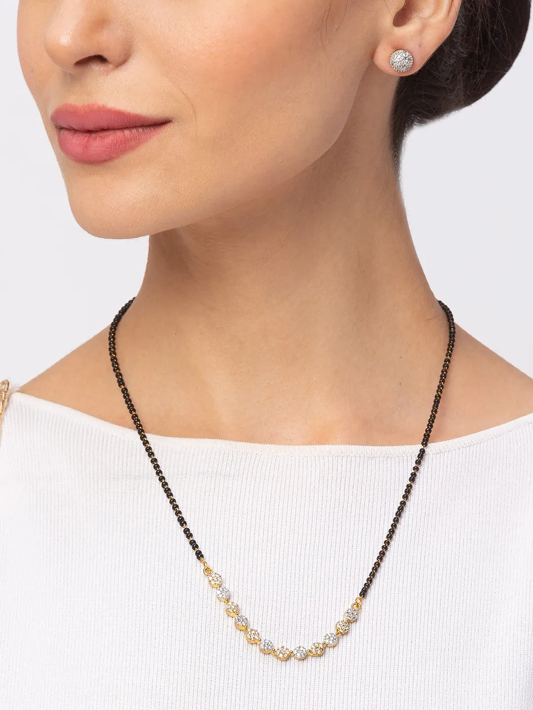 Digital Dress Room Diamond Gold Plated Short Mangalsutra मंगलसूत्र Latest Design/Cz Solitaire/Black Beads Chain New Mangalsutra Designs For Women (20 Inches)