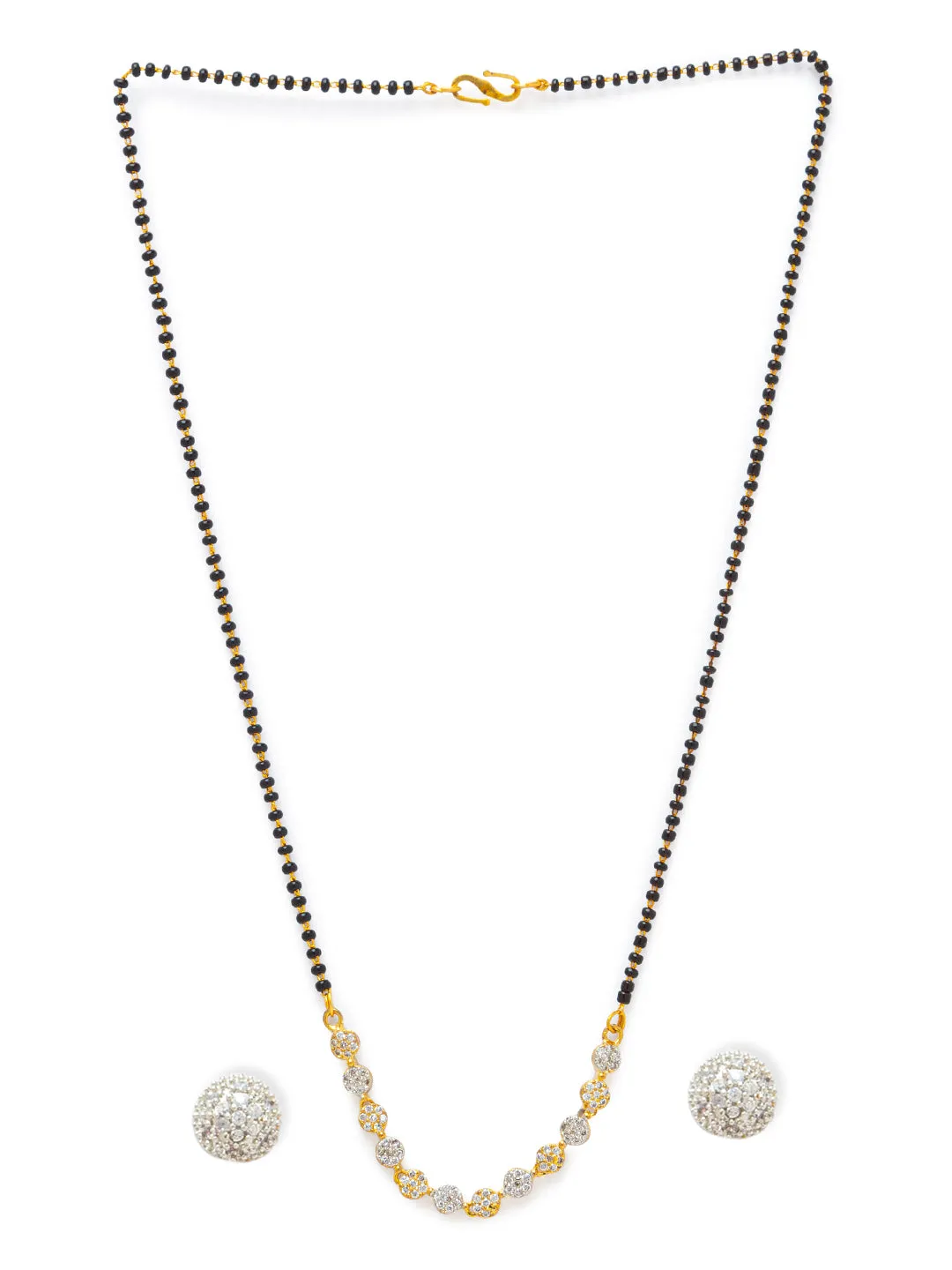 Digital Dress Room Diamond Gold Plated Short Mangalsutra मंगलसूत्र Latest Design/Cz Solitaire/Black Beads Chain New Mangalsutra Designs For Women (20 Inches)