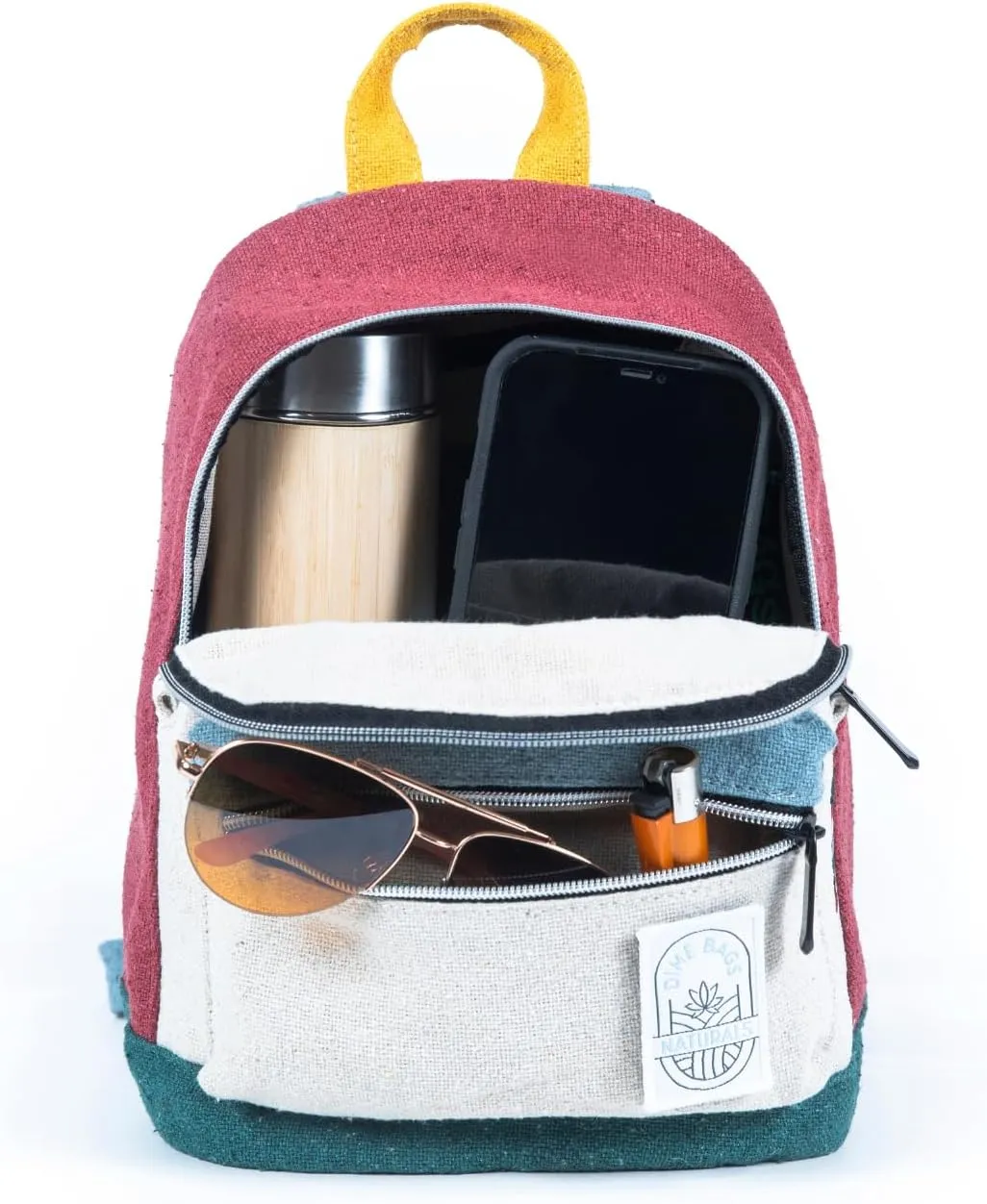 DIME BAGS Naturals | The Mystic | 100% Nepali Hemp Mini Travel Backpack (Boho Cream)
