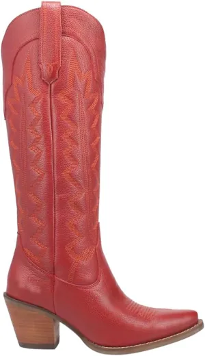 Dingo Womens High Cotton Embroidery Snip Toe Casual Boots Knee High Mid Heel 2-3" - Black