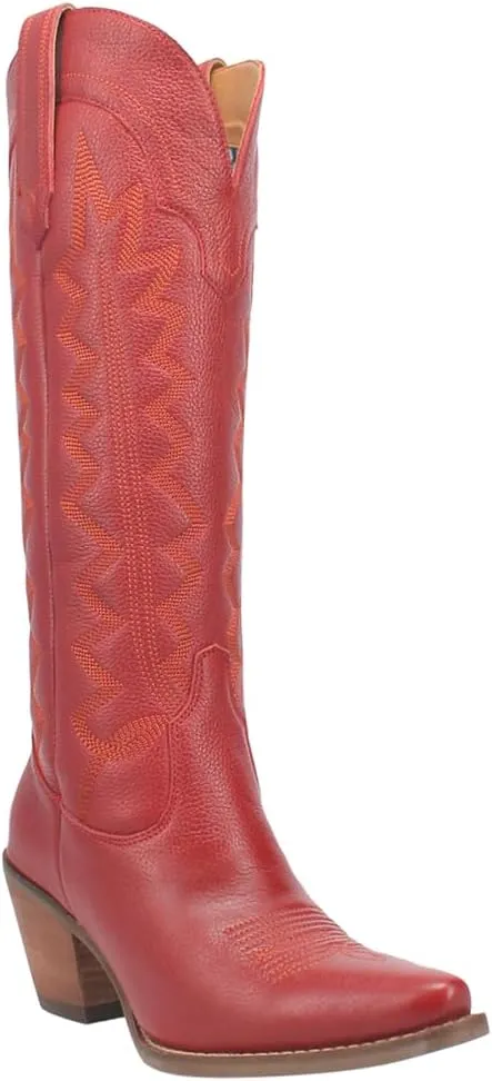 Dingo Womens High Cotton Embroidery Snip Toe Casual Boots Knee High Mid Heel 2-3" - Black