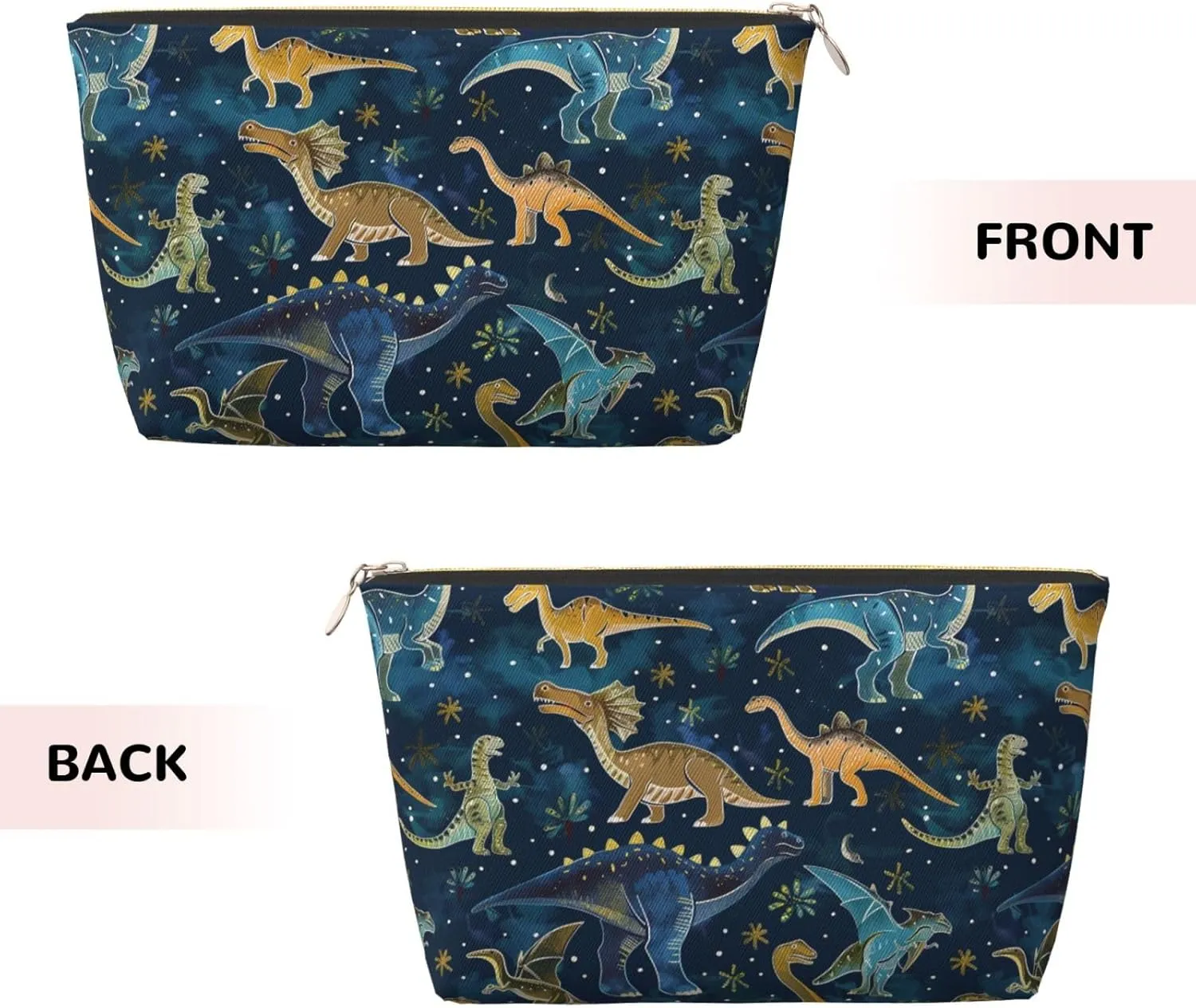 Dinosaurs Cute Womens Travel Makeup Bags Leather Cosmetic Bags Toiletry Organizer Pouch With Zipper