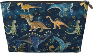 Dinosaurs Cute Womens Travel Makeup Bags Leather Cosmetic Bags Toiletry Organizer Pouch With Zipper