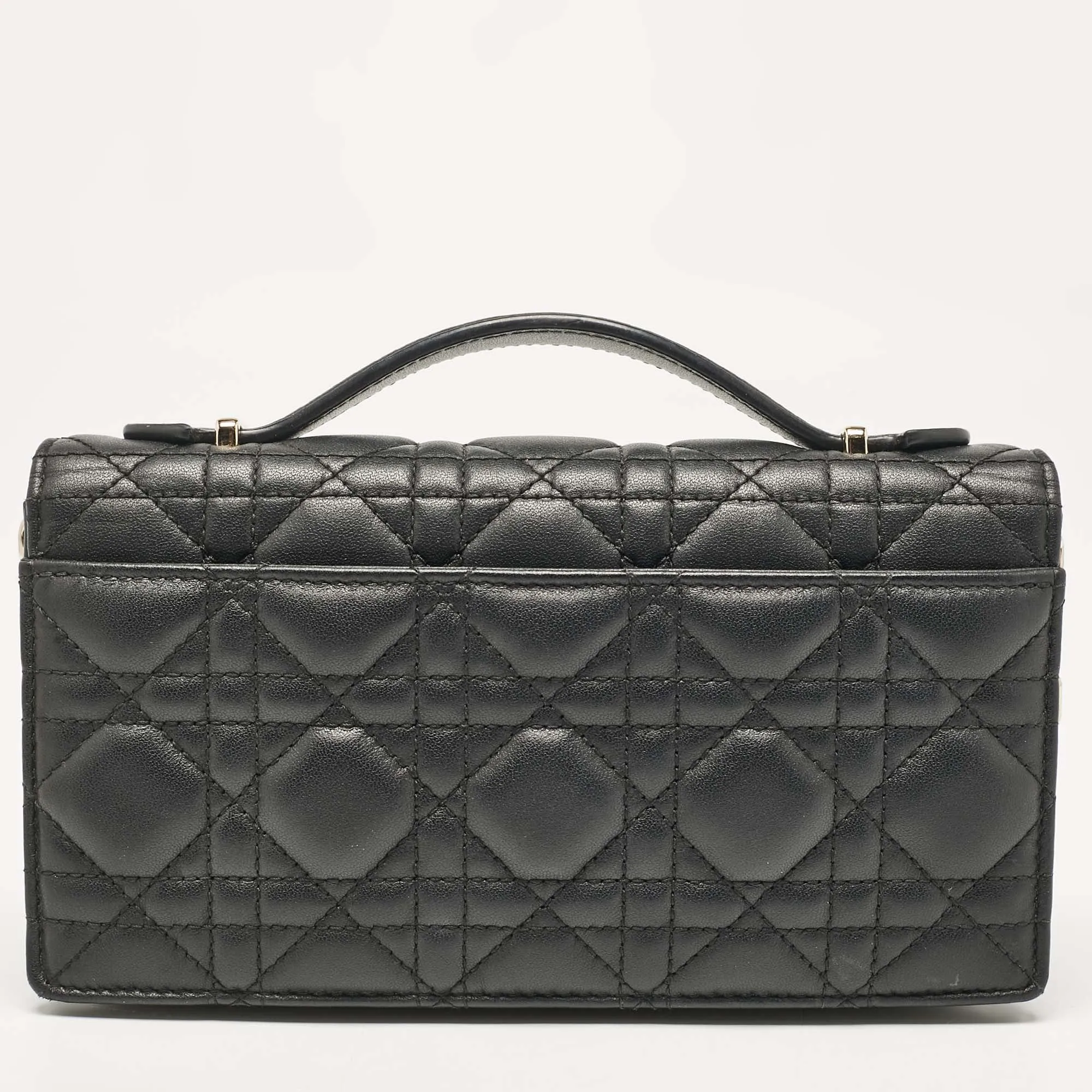 Dior Black Cannage Leather Mini My Dior Top Handle Bag