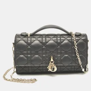 Dior Black Cannage Leather Mini My Dior Top Handle Bag