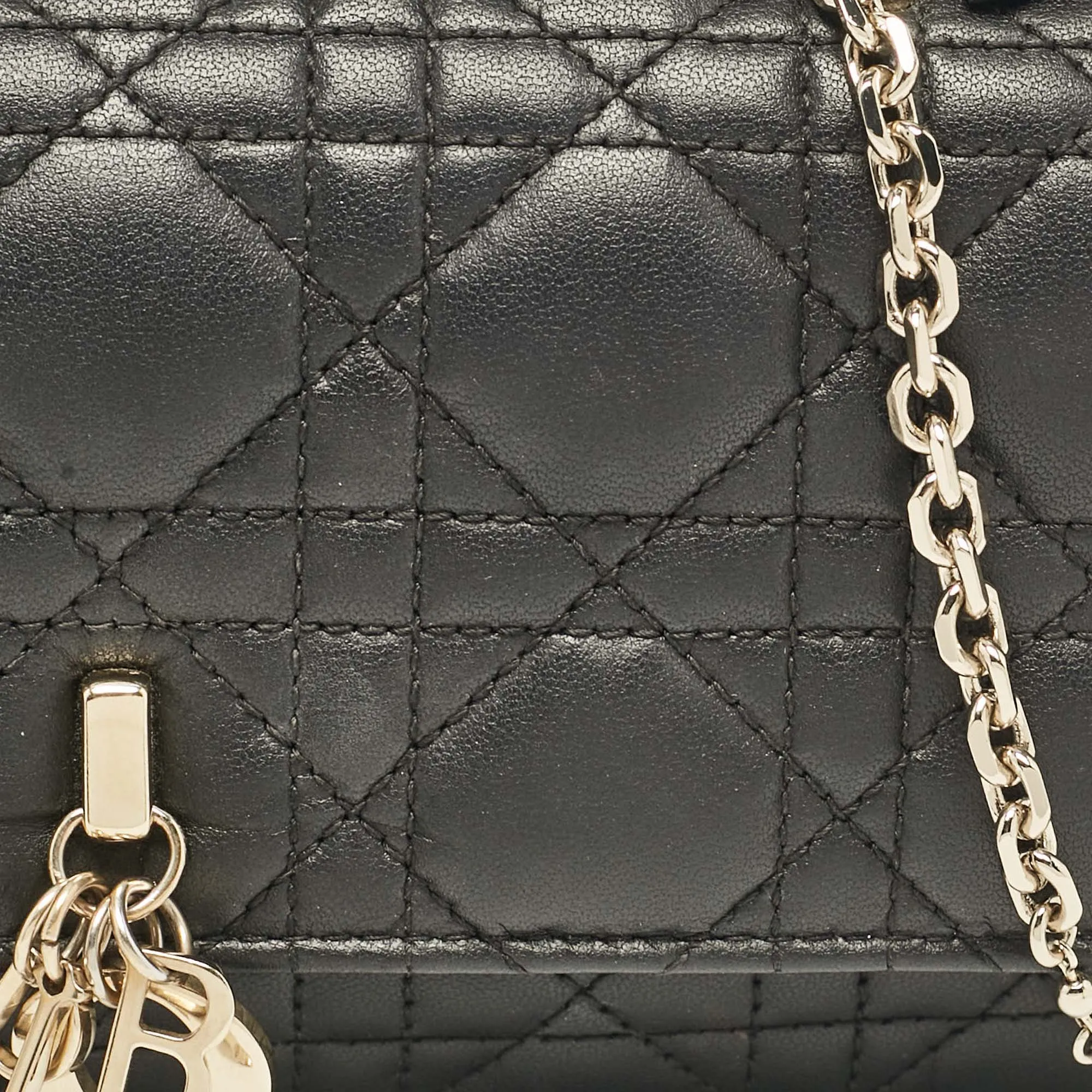 Dior Black Cannage Leather Mini My Dior Top Handle Bag