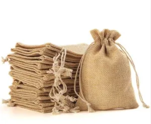 DMS RETAIL Jute Linen Burlap Potli Bags for Return Gift 20x30 CMS Large (Pack of 50)