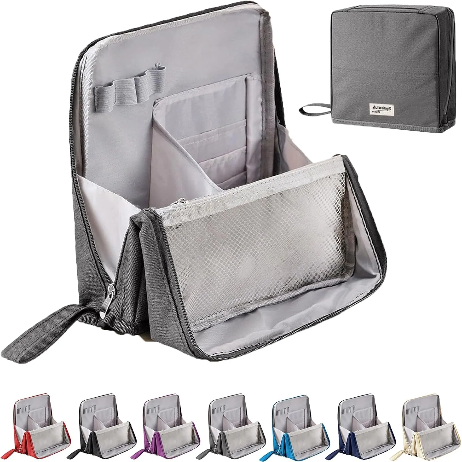 Doresty Makeup Bag, Doresty Standing Makeup Bag, Portable, Large Capacity, Vertical Large Opening Waterproof Multifunctional Stand Up Bags With Compartments (D)